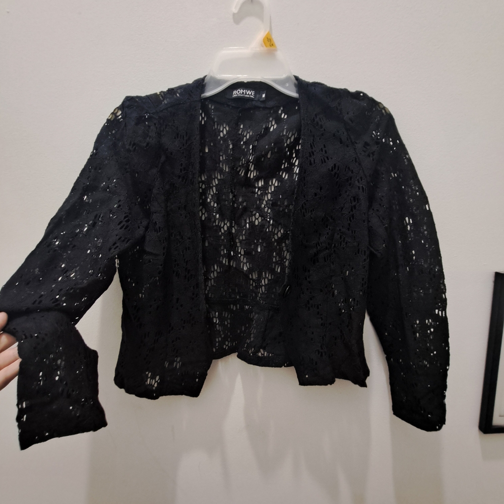ROMWE Black Lace Blazer